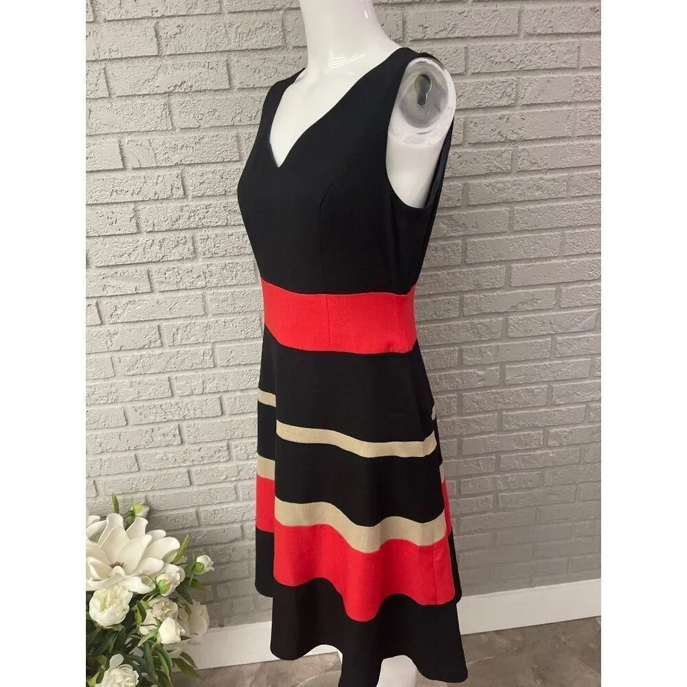 Black Label by Evan Picone Women Sleeveless Color Block Shift Dress Size 6 - Picture 4 of 9